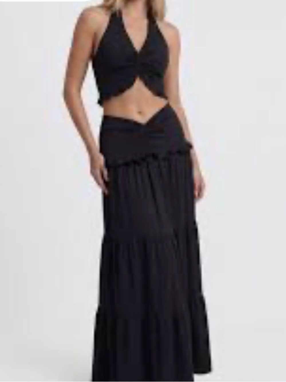 Black Tiered Maxi Skirt - Women's